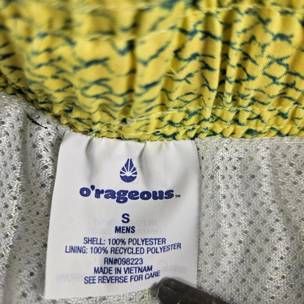 O'Rageous Mens Swim Trunks Small Yellow Blue Fish Scale Ombre Mesh Lined 8435542